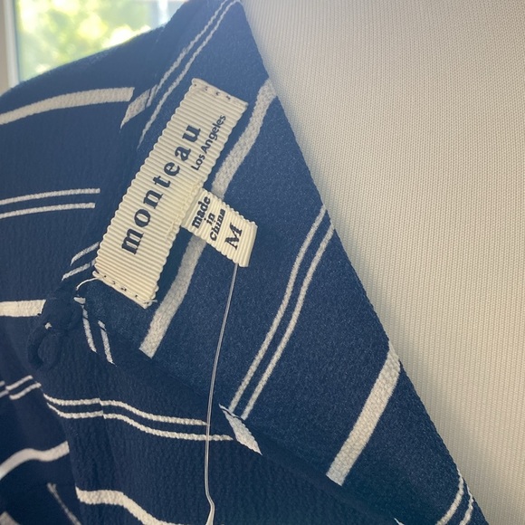 Monteau Jumper Striped Cap Sleeves Belted Wide-Leg Navy/White Women’s Medium NWT - Picture 6 of 8